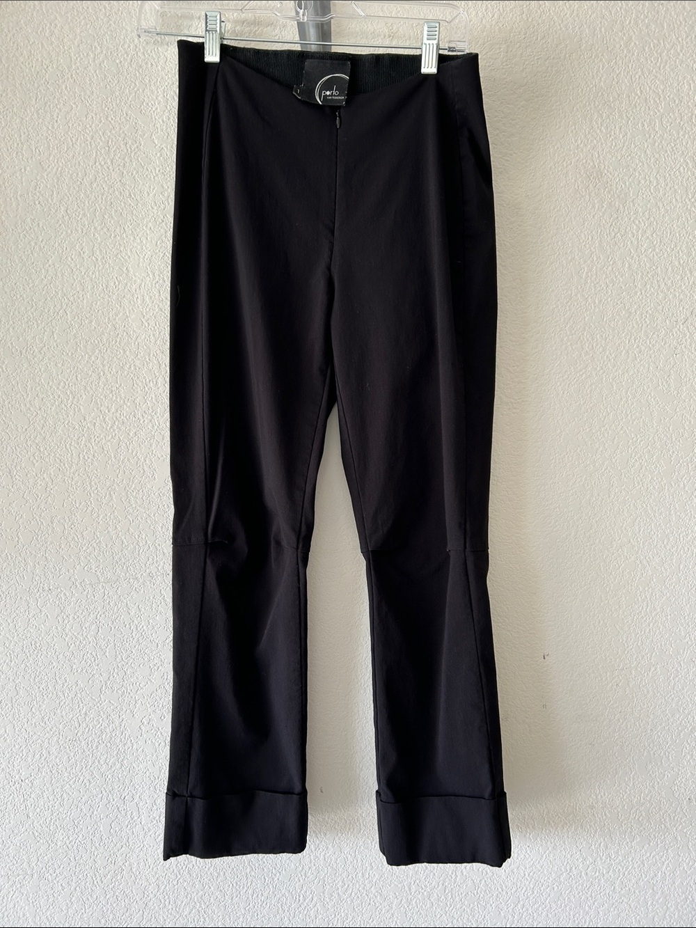 Perle Black Cropped Stretch Pants for Women